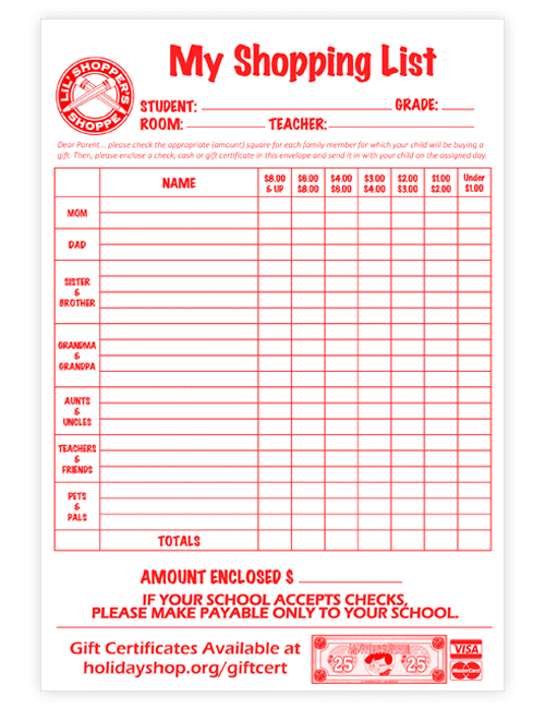 Sample of the budget envelope received